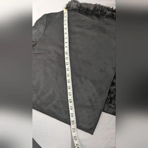 Black suede shearling cropped jacket, vintage style, Pico 1988 size S - Picture 8 of 16